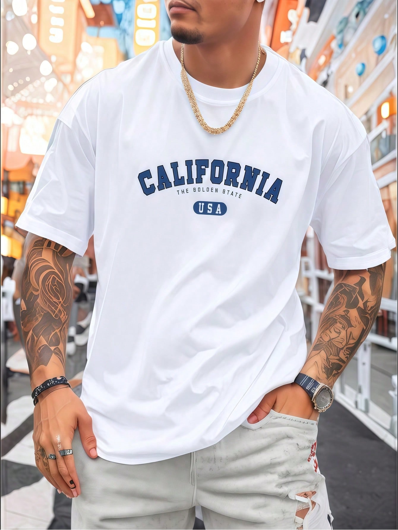 Wash Effect Set - 1pc Mens Clothes California Letter USA