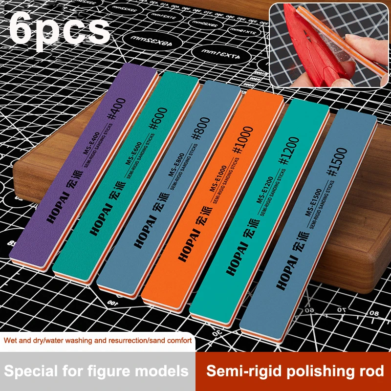 6Pcs MS-E400-1500 Semi-rigid S - Sanding Stick Set ulasan dan harga
