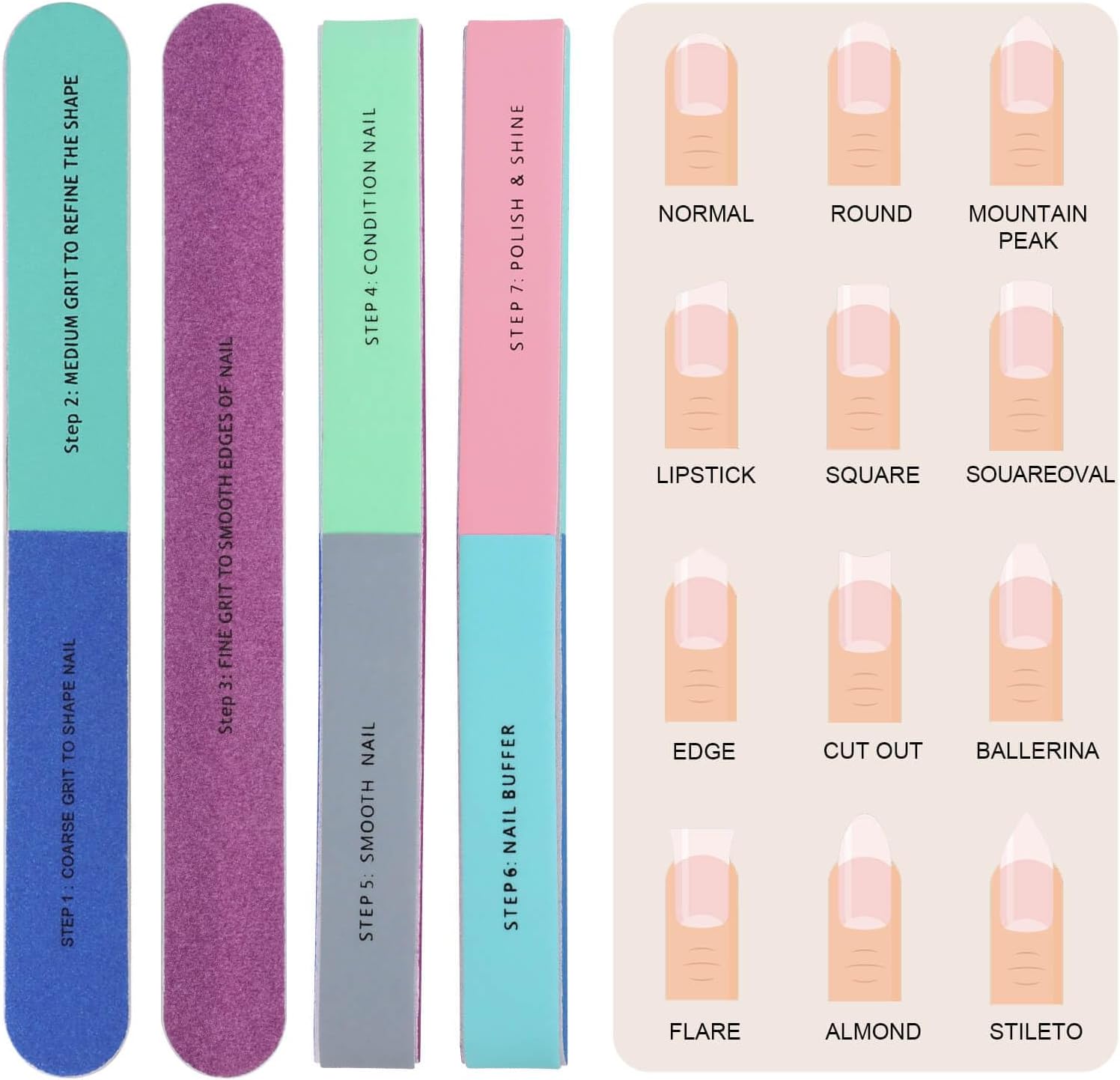 1/5Pcs Nail File Seven Sided P - Sanding Stick Set ulasan dan harga