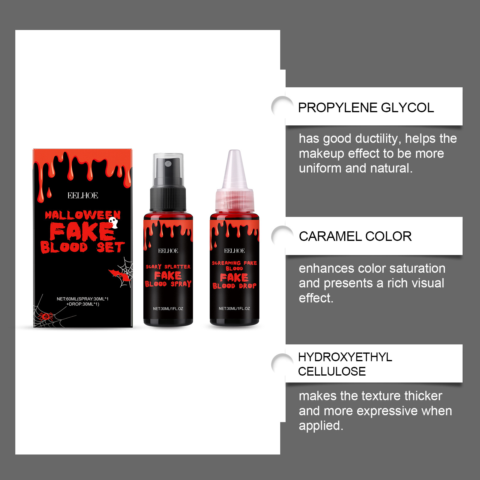 3PCS Halloween Fake Blood Set  - Wash Effect Set ulasan dan harga