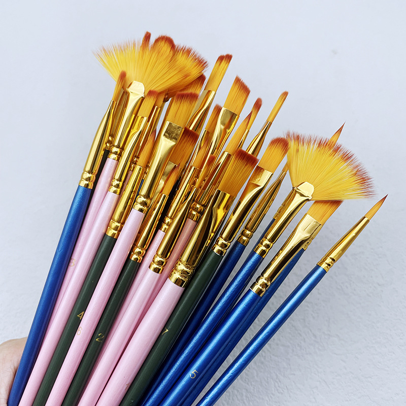 10pcs/set Nylon Hair Wooden Ha - Model Kit Acrylic Paint ulasan dan harga