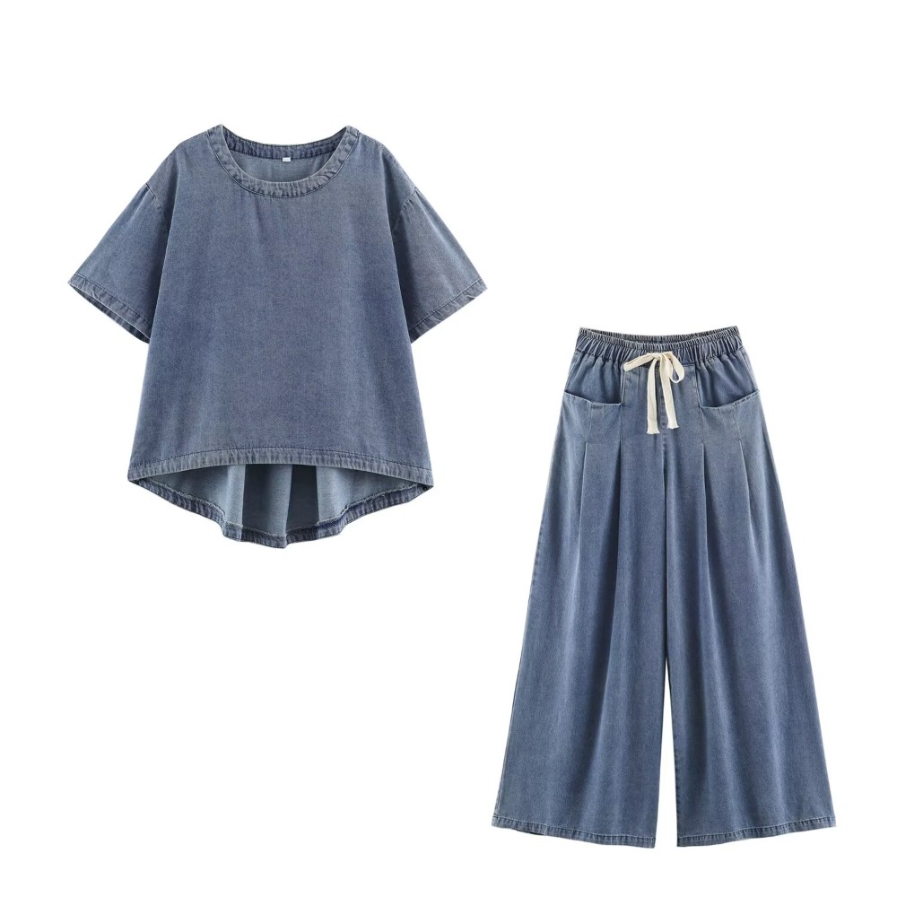 Women Vintage Denim Pant Sets  - Wash Effect Set ulasan dan harga
