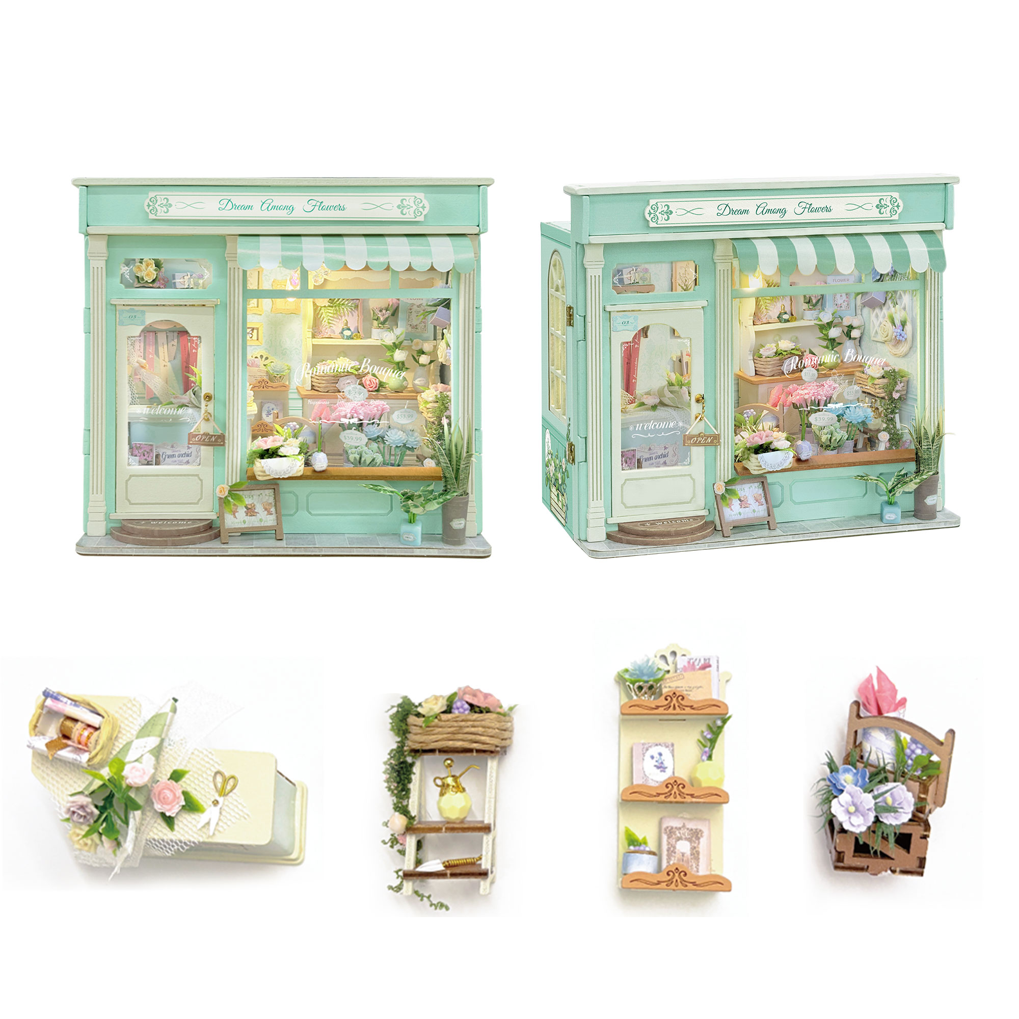 DIY 3D Wooden Flower Store Cot - Model Kit Glue ulasan dan harga