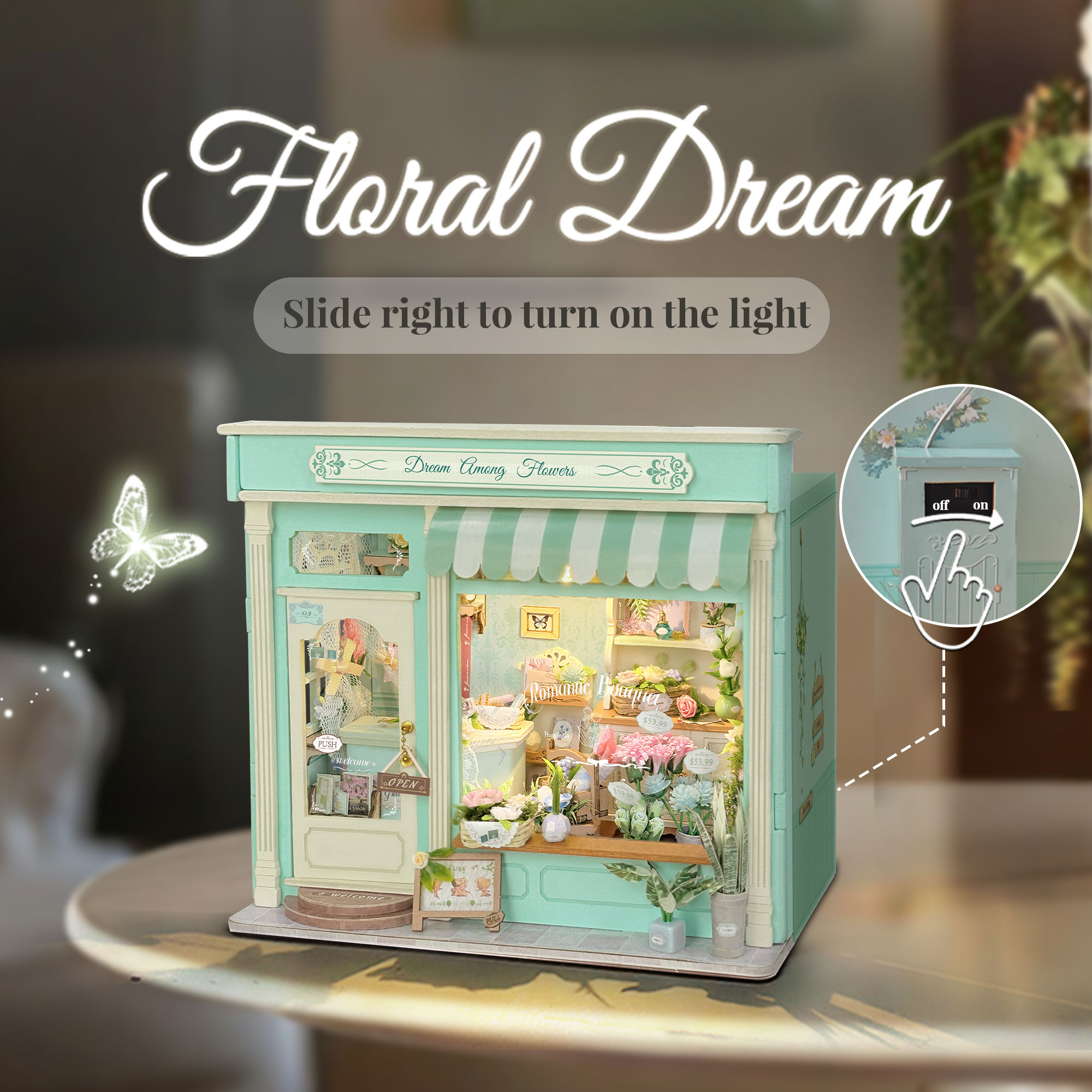 DIY 3D Wooden Flower Store Cot - Model Kit Glue ulasan dan harga
