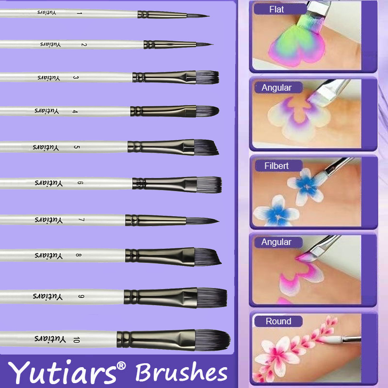 10-Piece Face Painting Brush S - Model Kit Acrylic Paint ulasan dan harga