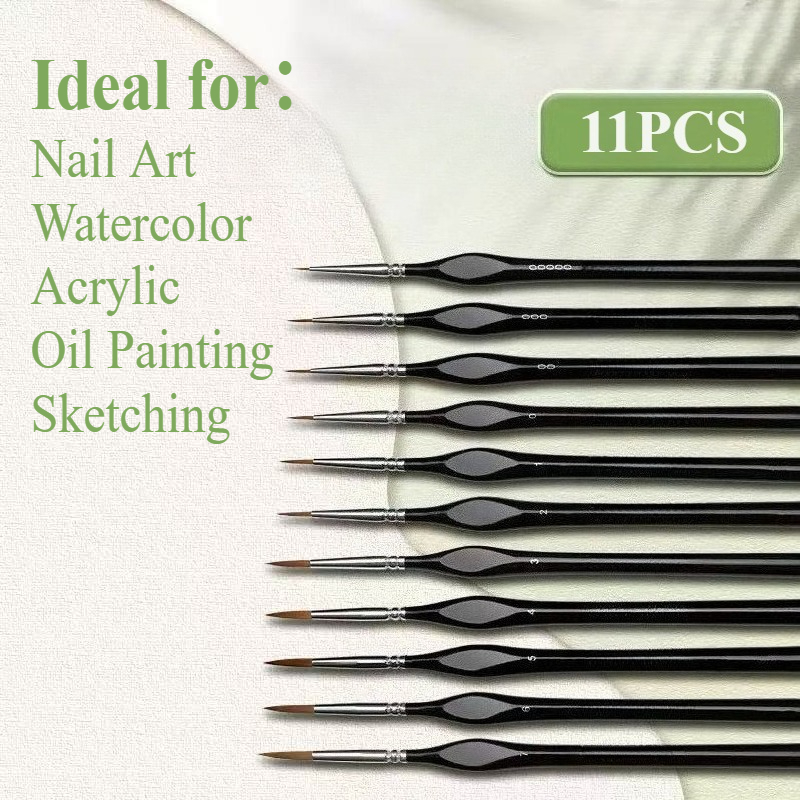 11PCS Black Sable Hair Fine Pa - Model Kit Acrylic Paint ulasan dan harga