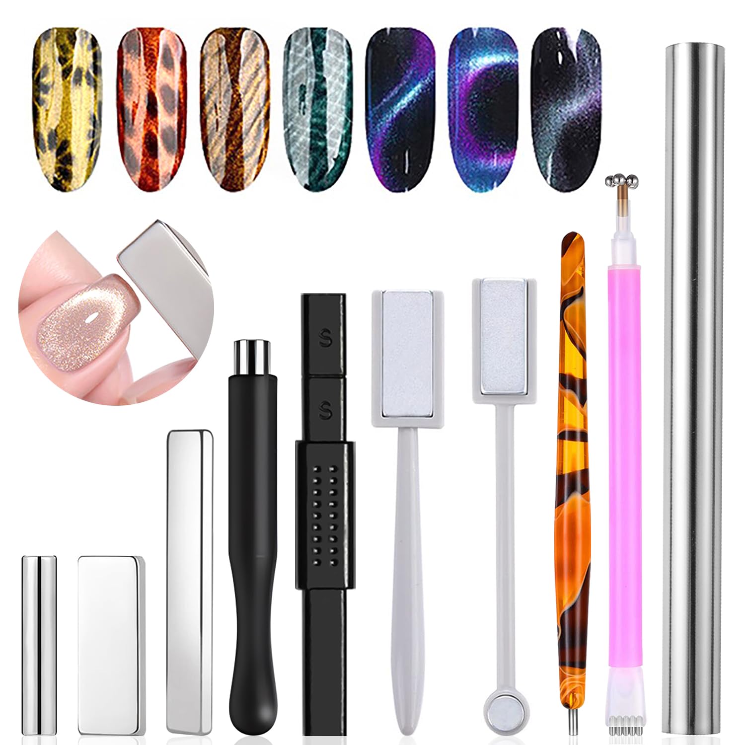 10Pcs Cat Eye Magnet Set Nail  - Sanding Stick Set ulasan dan harga