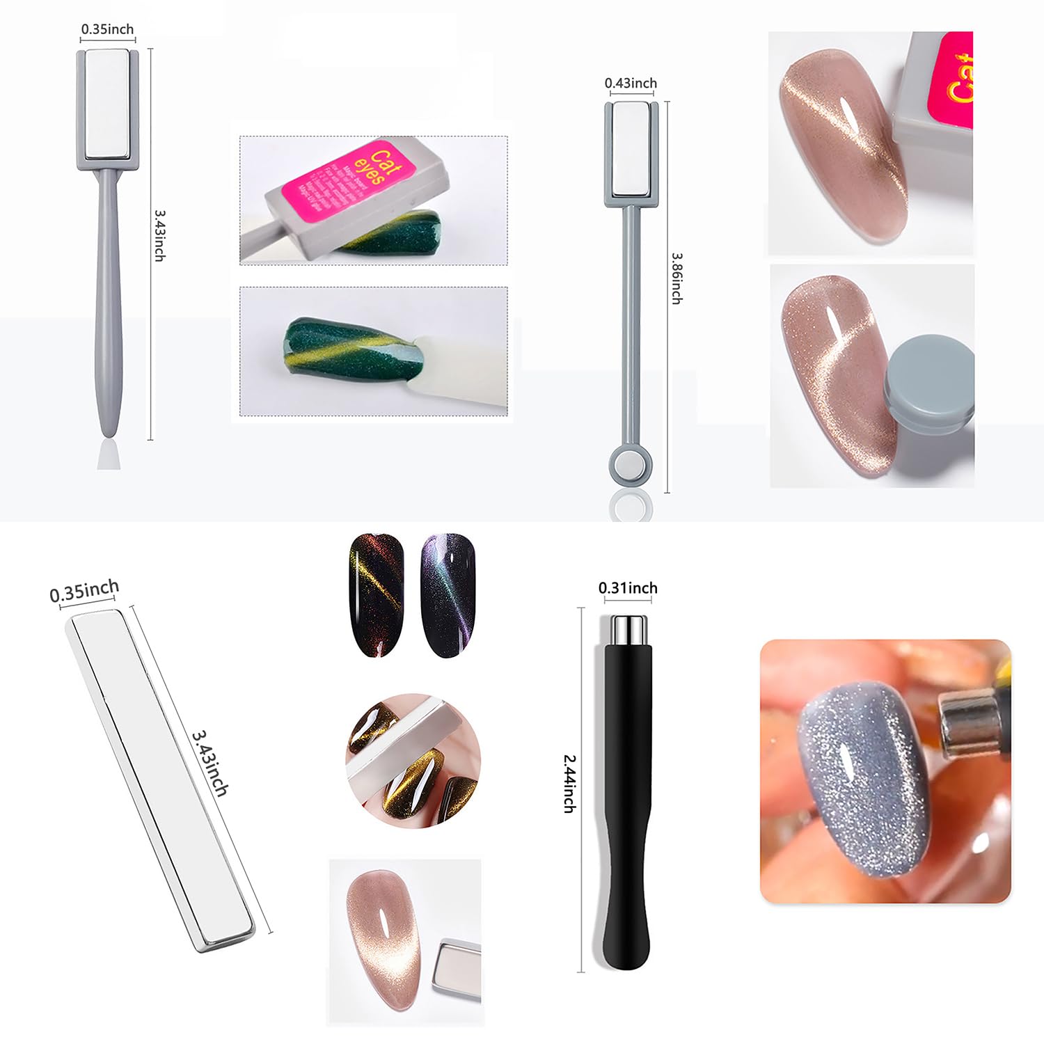 10Pcs Cat Eye Magnet Set Nail  - Sanding Stick Set ulasan dan harga