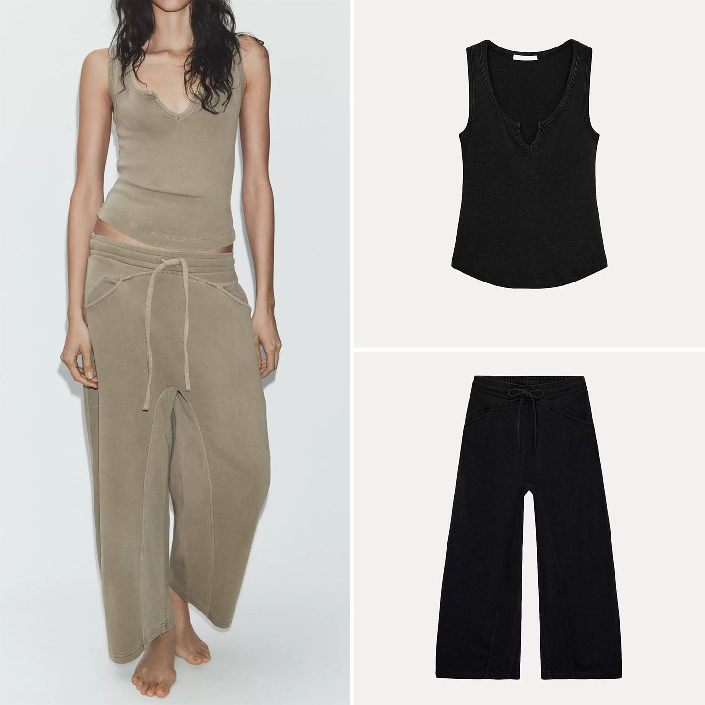 Women's round Neck Sleeveless  - Wash Effect Set ulasan dan harga