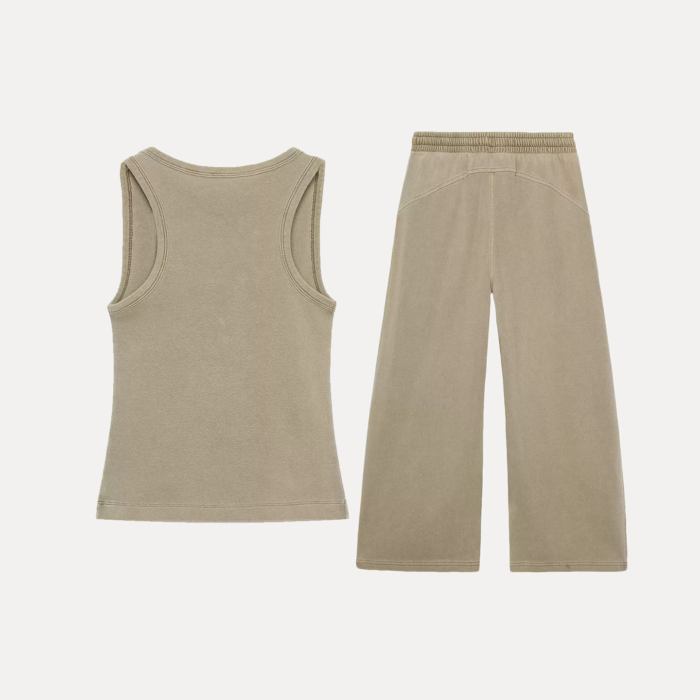 Women's round Neck Sleeveless  - Wash Effect Set ulasan dan harga