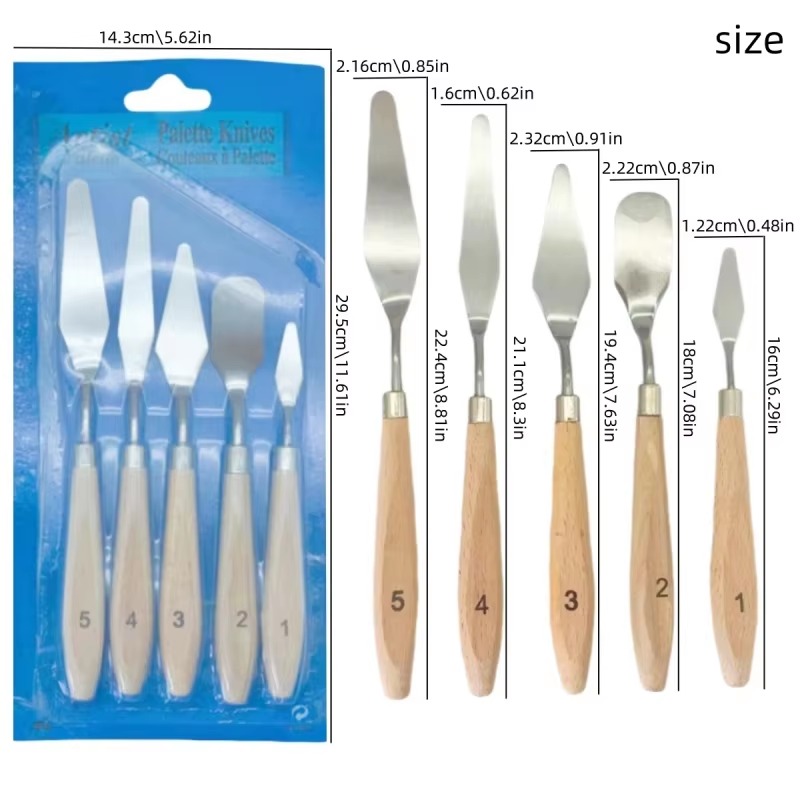 5Pcs Wooden Handle Painting Pa - Model Kit Acrylic Paint ulasan dan harga
