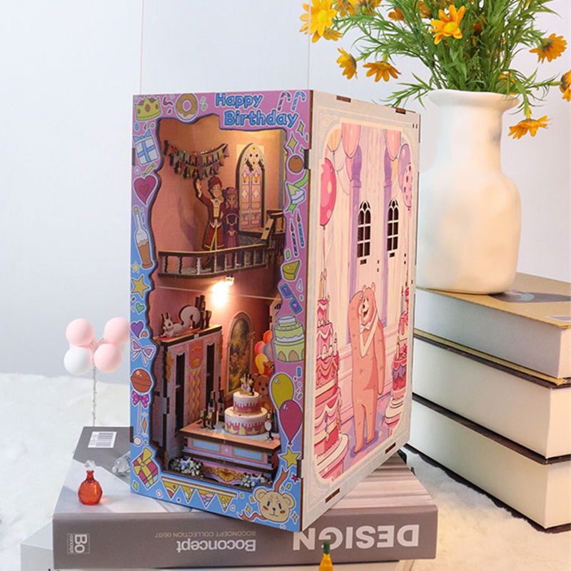 DIY Wooden Book Nook Shelf Ins - Model Kit Glue ulasan dan harga